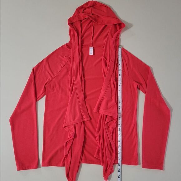 Old Navy Intimates Women's Red Orange Hooded Waterfall Long Sleeve Cardigan - Picture 4 of 11